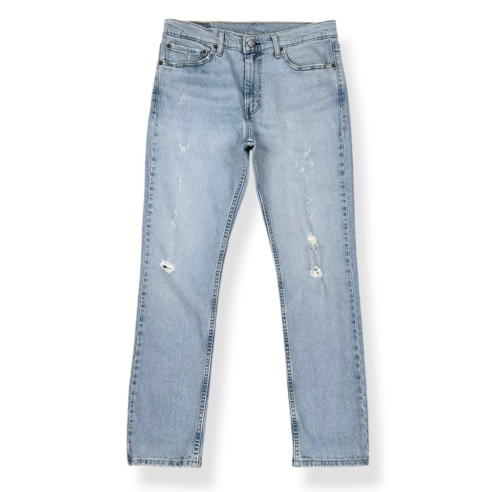 Levis Jeans‎ Men 33x32 (ACTUAL 33x29) Light Blue 511 Distressed Stretch Denim